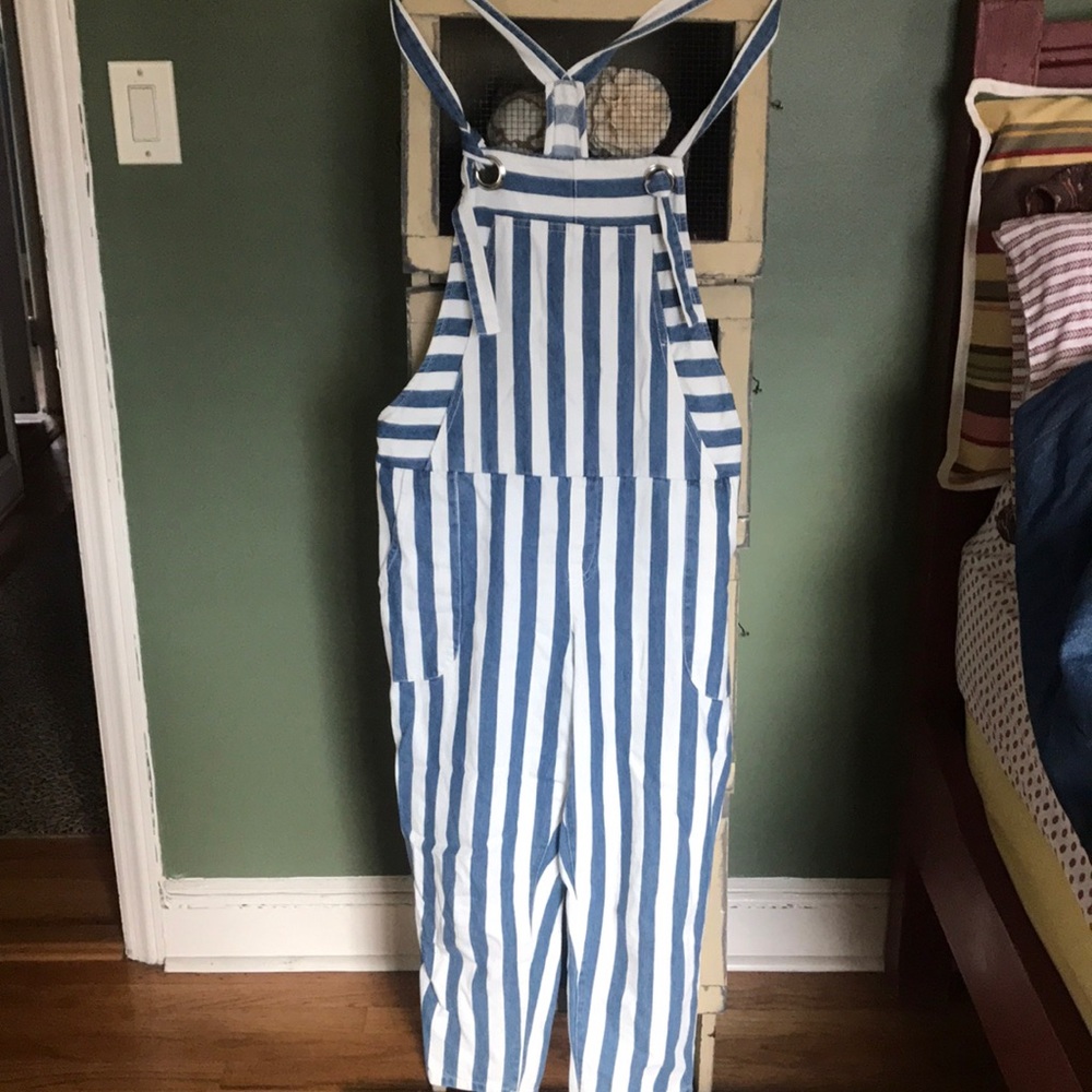 Gorgeous blue and white stripe overalls